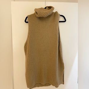 H&M camel turtleneck sweater vest